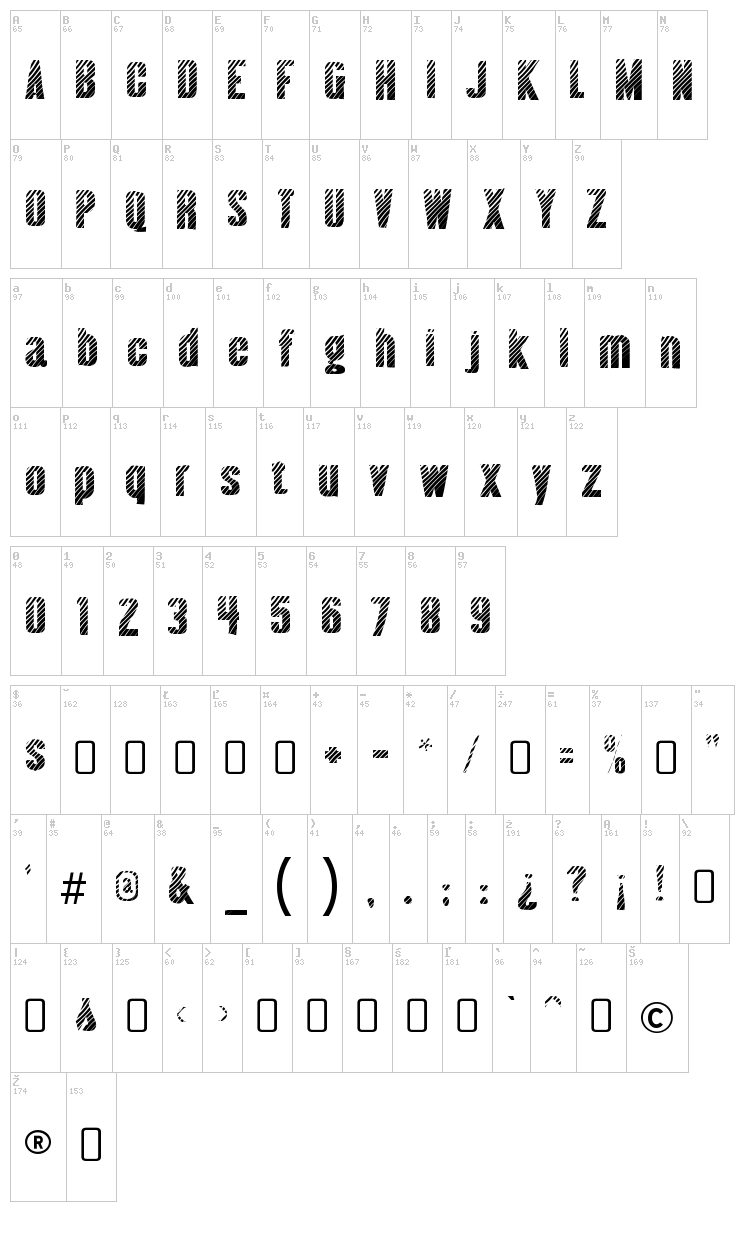 Almonte Woodgrain font map